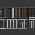 Various Window Designs Featuring Different Frame Styles And Glass Patterns 3d model