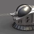 Armored Turret Weapon Featuring Black Dome White Body Metal Base And Long Barrel