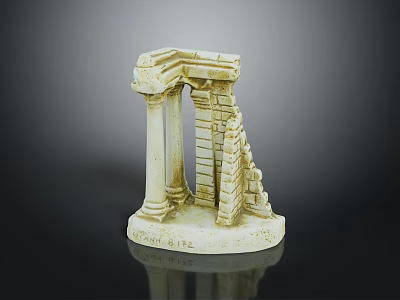 Ancient Architectural Scene Component Model With Classical Columns And Brick Wall Structure 3d model