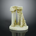Ancient Architectural Scene Component Model With Classical Columns And Brick Wall Structure 3d model