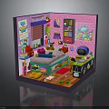 Colorful Kids' Room Interior Design With Bed Bookshelf Toys And Wall Decor