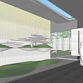 Contemporary Garden Landscape Featuring Lush Green Turf White Circular Pavers And Large Tree