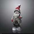 Santa Claus Decorative Figurine With Red White Hat White Beard Gray Coat And Red Gloves
