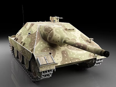Detailed Armored Military Tank With Camouflage Pattern Long Barrel And Metal Tracks 3d model