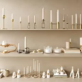 Stylish Candle Holders With Various Designs Displayed On Home Decor Shelves