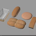 Assorted Bread Shapes in Woven Basket and White Container Including Sliced Loaves