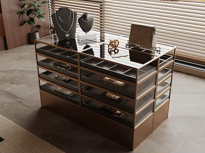 Elegant Glass Top Display Cabinet With Drawers Jewelry Handbag And Decorative Items 3d model