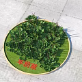 Plantain Herb Growing In Circular Green Grass Bed On Stone Pavement 3d model