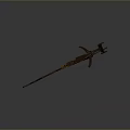 Ancient Wooden Crossbow With Curved Arm And Metal Components Historical Weapon Structure
