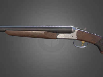 Classic Shotgun With Wooden Stock And Engraved Metal Barrel Design Details 3d model