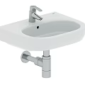 White Wall Mounted Washbasin with Silver Faucet and Drain Pipe 3d model