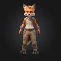 Anthropomorphic Fox 3D Character With Vest Pants And Belt Design