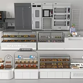 Bakery Display Shelves With Glass Showcase And White Design For Pastry And Bread Items