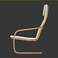 Modern Wooden Frame Chair With White Upholstered Seat Backrest And Armrests