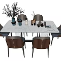 Light Luxury Dining Table and Chair Combination Dining Table and Chair Tea Table and Chair Dining Table Dining Chair Tea Table 3d model