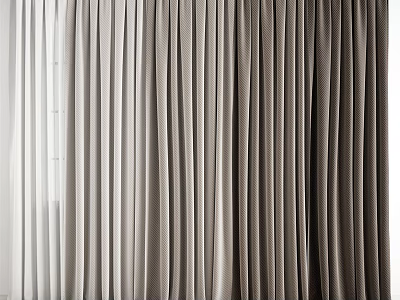 Light To Dark Gray Linen Like Curtains With Elegant Drapery For Modern Interior 3d model