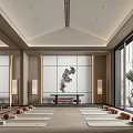Spacious Yoga Fitness Studio With Yoga Mats Rollers Natural Light Mirrors And Wall Decor