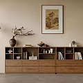 Elegant Interior With Wooden Storage Cabinet Books Traditional Painting And Decor Items