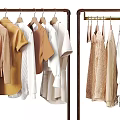 Stylish Clothes Display On Racks With Bags And Shoes