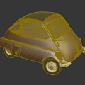 Vintage Red Retro Car With Black Roof Curved Body And Chrome Accents