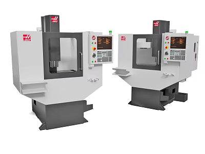 Industrial Machinery CNC Machining Centers Two Units with Control Panels Digital Displays and Brand Logos 3d model