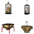 Chinese Style Birdcage Shaped Chandeliers With Traditional Patterns For Interior Decor