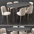 Modern Round Table and Chair Set with Metal Legs and Light Gray Fabric Seats