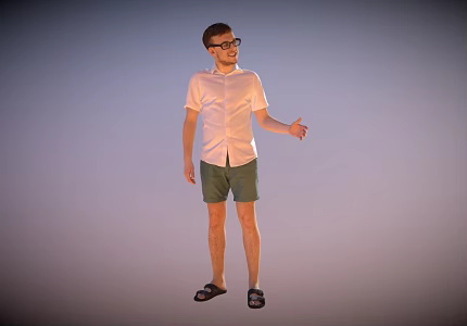 Glasses-wearing Trendy Male Tech Male 3d model