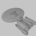 Disc Shaped Starship With Red Engines In Starry Space Background