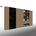 Modern Stylish Decorative Cabinet With Glass Doors Wooden Panels Shelves Drawers And Storage Compartments