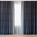 Dark Blue Velvet Curtains Partially Open Revealing Bright Window With Soft Drapery
