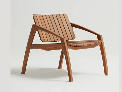 Elegant Modern Wooden Single Armchair With Slatted Back And Simple Design 3d model