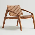Elegant Modern Wooden Single Armchair With Slatted Back And Simple Design
