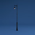 Traditional Black Street Lamp As Urban Road Facility With Classic Design And Metal Pole