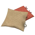 Soft Decorative Bed Pillows In Beige And Red With Textured Fabric And Bowknot Accents
