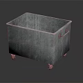 Square Industrial Metal Storage Container With Four Wheels And Handles 3d model