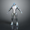 Shark Themed Game Movie Character Muscular Humanoid With Silver Skin White Torso And Clawed Feet