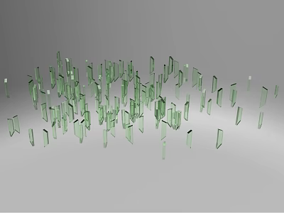 Unique Ceiling Design With Green Glass Pieces In Irregular Dense Arrangement 3d model