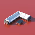 Modern L Shaped White Sofa And Black Coffee Table Set For Living Room Furniture Design