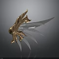 Golden Decorative Dragon Head Weapon With Silver Blades And Intricate Design