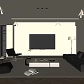 Modern Living Room Sofa Coffee Table Combination Multi-person Sofa Single Casual Chair Lazy Sofa Floor Lamp Books Green Plant Ornaments 3d model