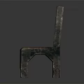 Dark Colored Chair With Golden Carved Patterns And Stone Like Decorative Design