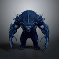 Ferocious Blue Spiked Fantasy Beast With Sharp Talons And Menacing Appearance