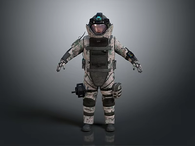 Sci Fi Tactical Character Wearing Camouflage Protective Suit With Helmet And Armor Gear 3d model