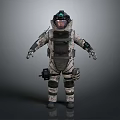 Sci Fi Tactical Character Wearing Camouflage Protective Suit With Helmet And Armor Gear