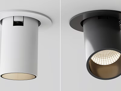 Modern White Black Ceiling Downlights And Spotlights With Sleek Design 3d model