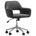 Modern Blue Upholstered Table and Chair Set with Armrests and Wheeled Metal Base
