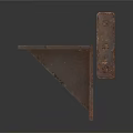 Rustic Metal Bracket With Shelf Plate And Vertical Support Bars 3d model
