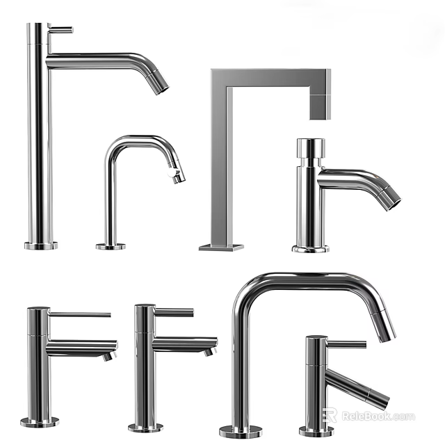 Various Modern Stainless Steel Faucet Designs for Kitchen and Bathroom Use 3d model 