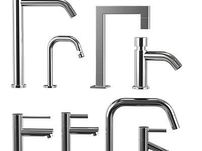 Various Modern Stainless Steel Faucet Designs for Kitchen and Bathroom Use 3d model